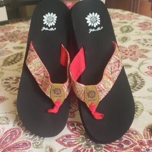 Yellow Box Red and Gold Sandals